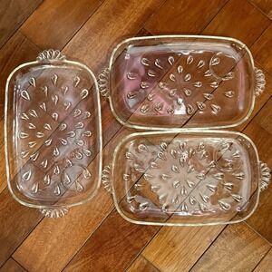 3pc VTG Teardrop MCM Hazel Atlas Watermelon Seed Snack Luncheon Plate Cup Holder